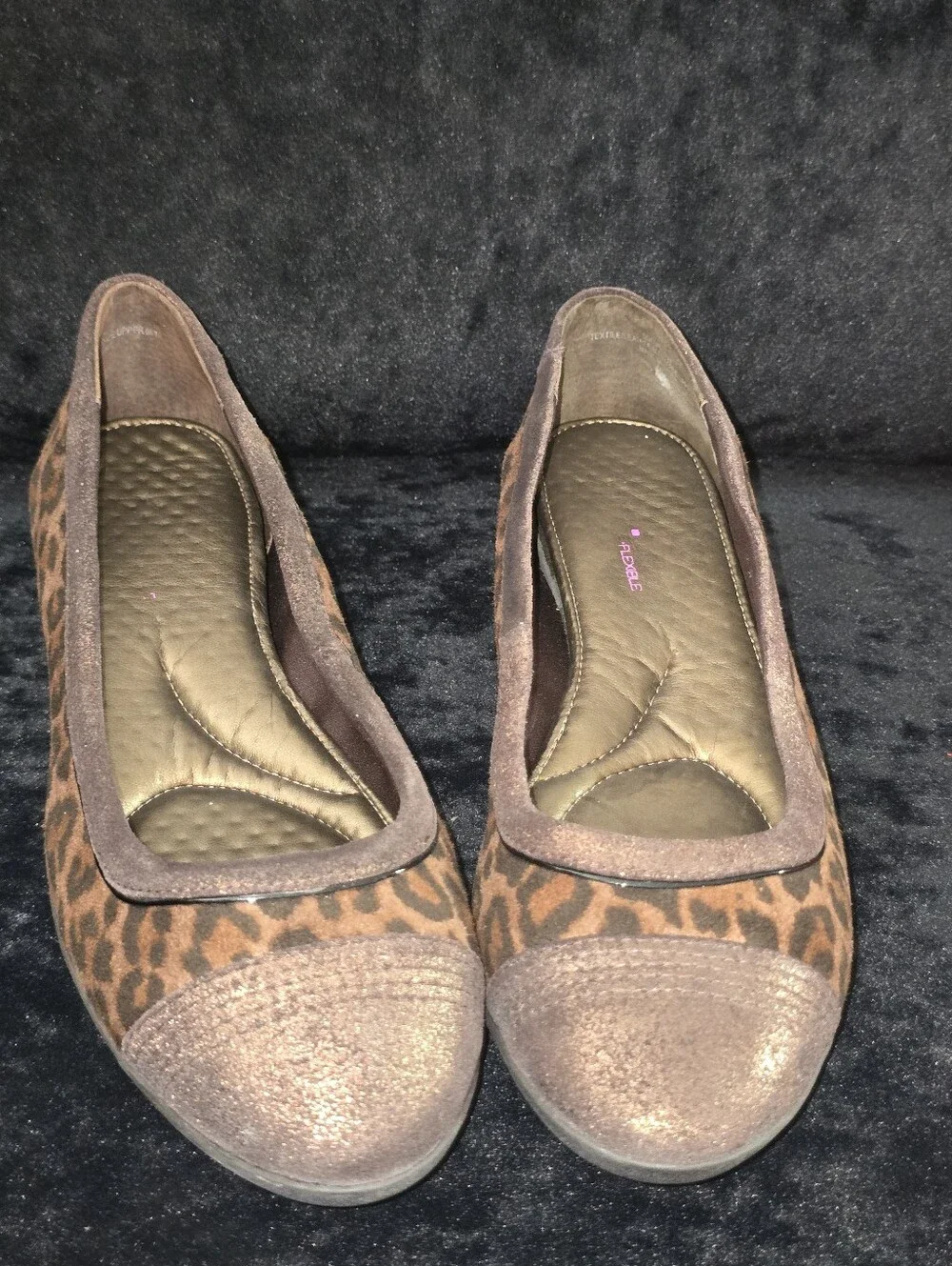 Comfort Plus Brown Leopard Print Soft Flexible Comfort Flats Size